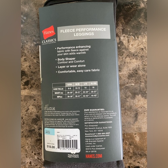 Hanes Classics leggings Women’s Large Gray fleece performance New - Picture 2 of 3